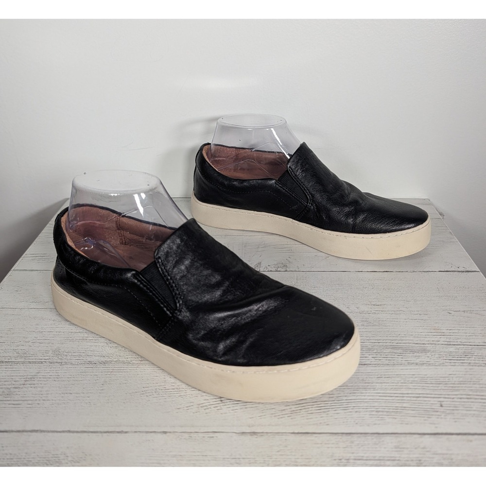 Frye Ivy Slip On Black Leather Platform Sneakers 7.5M 3471292-BLK - Picture 1 of 8